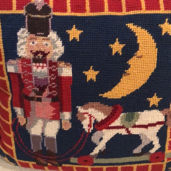 Vintage Adorable Needlepoint Nutcracker Horse Throw Pillow Christmas - Picture 2 of 6